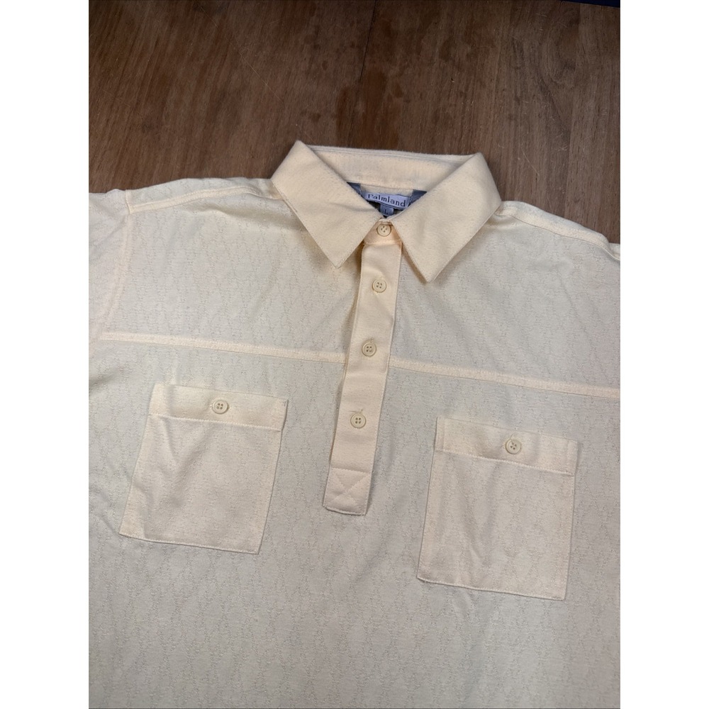 Vintage Palmland Short Sleeve Polo Shirt Mens L Yellow 80's Grandpa Academia